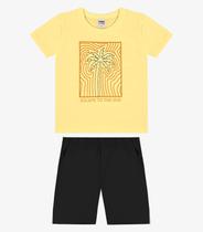 Conjunto Camiseta Com Bermuda Infantil Rovi Kids Amarelo