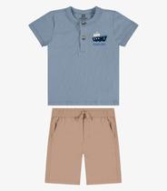 Conjunto Camiseta Com Bermuda Infantil Rovi Kids Azul
