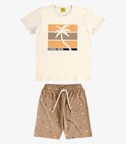 Conjunto Camiseta com Bermuda Meia Malha Rovi Kids Bege Conjunto Camiseta com Bermuda Meia Malha Rovi Kids Bege