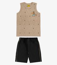 Conjunto Camiseta com Bermuda Meia Malha Rovi Kids Marrom Conjunto Camiseta com Bermuda Meia Malha Rovi Kids Marrom