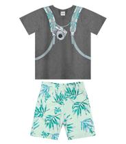 Conjunto Camiseta com Bermuda Photo Rovitex Kids Cinza