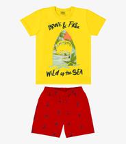 Conjunto Camiseta com Bermuda Rovi Kids Amarelo