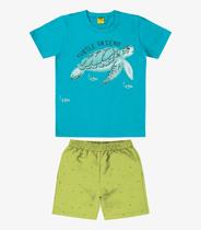 Conjunto Camiseta com Bermuda Rovi Kids Azul