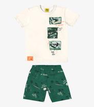 Conjunto Camiseta com Bermuda Rovi Kids Bege