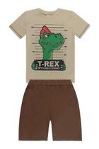 Conjunto Camiseta Dino e Bermuda - Cacau Kids