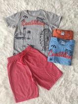Conjunto camiseta e bermuda em malha