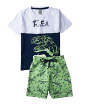 Conjunto Camiseta E Bermuda Infantil E Juvenil Menino T-Rex Conjunto Camiseta E Bermuda Infantil E Juvenil Menino T-Rex