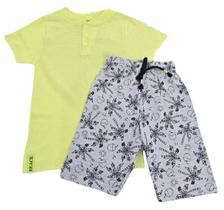 Conjunto Camiseta e Bermuda Infantil Menino Malha Flamê