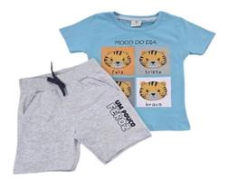 Conjunto Camiseta e Bermuda Infantil Menino Tigrinho