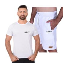 Conjunto Camiseta e Bermuda Moletom Masculina Camisa Malha Leve Geht