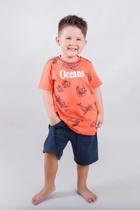 Conjunto Camiseta e Bermuda Oceano Infantil Menino ReiRex