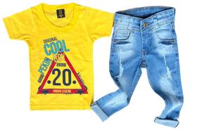 Conjunto Camiseta e Calça Jeans Infantil Menino