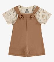 Conjunto Camiseta E Jardineira Infantil Rovi Kids Bege