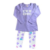 Conjunto Camiseta e Legging Infantil Menina Too Chic Lilás