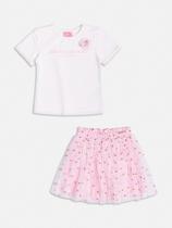 Conjunto camiseta e saia tule rosa momi