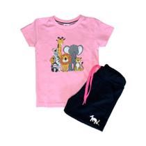 Conjunto Camiseta e Short Infantil Alta Qualidade Desenho Animais Zoológico - Franca Kids