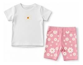 Conjunto Camiseta E Short Infantil Florzinha Margarida Verão Conjunto Camiseta E Short Infantil Florzinha Margarida Verão