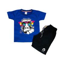 Conjunto Camiseta e Short Infantil Monkey Glasses Estiloso Top