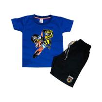 Conjunto Camiseta e Short Infantil Motocross Trilha Estiloso Top