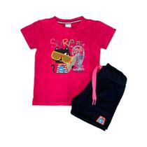 Conjunto Camiseta e Short Infantil Surf Big Wave Super Qualidade