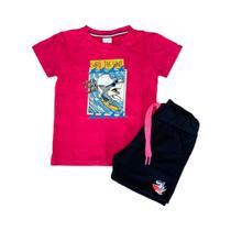 Conjunto Camiseta e Short Infantil Tubarão Surfista Super Qualidade - Franca Kids