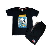 Conjunto Camiseta e Short Infantil Tubarão Surfista Super Qualidade