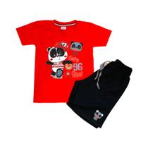 Conjunto Camiseta e Short Infantil Urso Panda Basquete Super Qualidade
