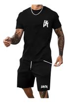 Conjunto camiseta e short moletinho estampa LK novidade tendencia