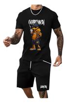 Conjunto camiseta e short moletinho estampa pato cofe luken novidade tendencia