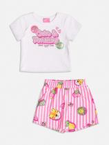 Conjunto camiseta e shorts listras neon momi.