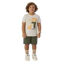 Conjunto Camiseta Estampa Relevo E Bermuda Moletom Juvenil