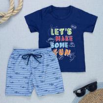 Conjunto Camiseta Estampada e Bermuda Infantil Menino