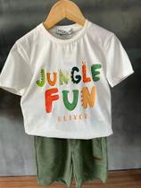 Conjunto Camiseta Junel Fun e Shorts Moletom Verde Oliver