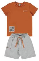 Conjunto camiseta laranja shorts alfaiataria boca grande