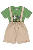 Conjunto Camiseta Mais Bermuda Com Suspensório Infantil Masculino