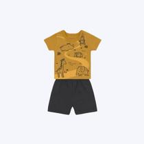 Conjunto Camiseta Manga Curta Animais Safari E Shorts Bebê Menino Brandili 26842 Amarelo Conjunto Camiseta Manga Curta Animais Safari E Shorts Bebê Menino Brandili 26842 Amarelo