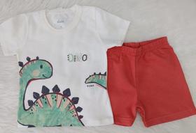 CONJUNTO CAMISETA MANGA CURTA DINO E BERMUDA MOLETOM ELIAN Tijolo CONJUNTO CAMISETA MANGA CURTA DINO E BERMUDA MOLETOM ELIAN Tijolo