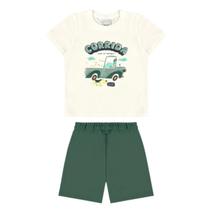 Conjunto Camiseta Manga Curta e Bermuda Infantil Verde Azul