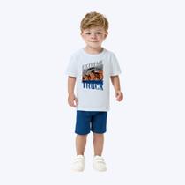 Conjunto Camiseta Manga Curta E Bermuda Moletinho Infantil Menino Kyly P1001061 Branco