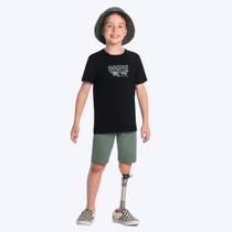 Conjunto Camiseta Manga Curta E Bermuda Moletinho Skate Infantil Menino Brandili Offwhite