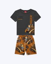 Conjunto Camiseta Manga Curta e Bermuda Moletom Estampada Infantil Masculino Kyly 1001346