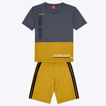 Conjunto Camiseta Manga Curta e Bermuda Moletom Infantil Masculino Kyly 1000387 Conjunto Camiseta Manga Curta e Bermuda Moletom Infantil Masculino Kyly 1000387
