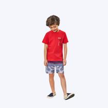 Conjunto Camiseta Manga Curta E Bermuda Nylon Tropical Infantil Menino Divertto Baby 27053 Vermelho
