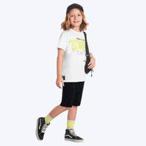 Conjunto Camiseta Manga Curta Skater E Bermuda Moletinho Infantil Menino Brandili 26553 Branco