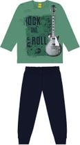 Conjunto Camiseta Manga Longa E Calça Masculina Infantil Juvenil Verde Inverno 3022403