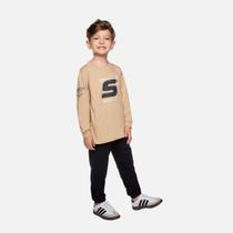 Conjunto Camiseta Manga Longa Meia Malha E Calça Molecotton Infantil Menino Have Fun 29454 Bege