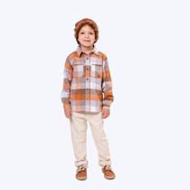 Conjunto Camiseta Manga Longa Xadrez e Calça Sarja Infantil Menino Vigat 3019