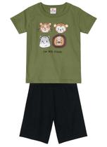 - Conjunto Camiseta Meia Malha / Bermuda Moletinho 26008 MASCULINO - VERDE MUSGO - 3