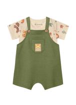 Conjunto Camiseta Meia Malha / Jardineira Moletinho Canelado 26096