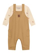 Conjunto camiseta meia malha/ jardineira moletinho canelado 557710091369 brandili